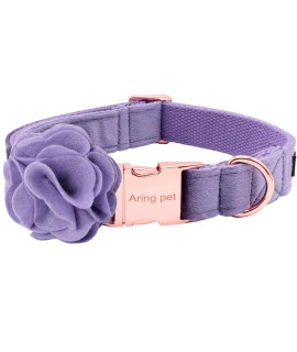 Aring Pet Velvet Dog Collar, Purple Dog Collars With Detachable Felt Flower, Adjustable Soft Comfortable Dogs Collar Flower With Metal Buckle For Small Medium Large Dogs