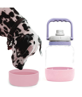 Asobu Barkley Tritan Bottle 50 Ounce with a Detachable Silicone Dog Bowl (Pink)