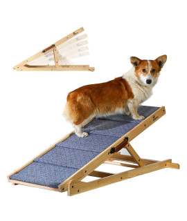 Daerky Double Skid Dog Ramp, 42in Long and 17.3in Wide. Foldable Wooden Pet Ramp for All Small, Medium and Large Dogs with 5 Height Adjustments (23, 21, 19, 16, 13in).