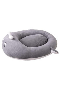HATELI Whale Shaped Pet Bed 18in Pet Bed for Cats or Small Dogs, Anti-Slip & Water-Resistant Bottom, Super Soft Durable Fabric Pet beds, Washable Luxury Cat & Dog Bed