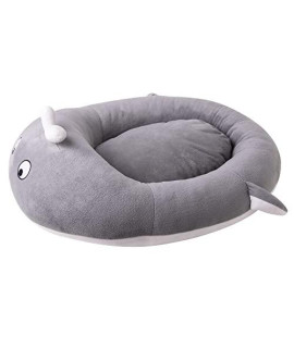HATELI Whale Shaped Pet Bed 18in Pet Bed for Cats or Small Dogs, Anti-Slip & Water-Resistant Bottom, Super Soft Durable Fabric Pet beds, Washable Luxury Cat & Dog Bed