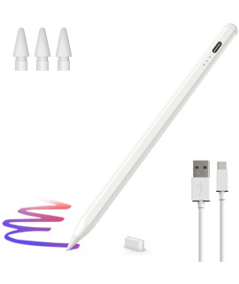 Ipad Pencil 2Nd Generation Compatible With Apple Pencil Stylus Pen For Ipad Palm Rejection Tilt, Power Display, Ipad Pro 11129-Inch, Ipad Air 5Th4Th3Rd, Ipad 9Th8Th7Th, Ipad Mini 5Th6Th White
