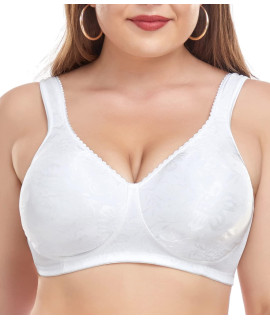 Wirarpa Womens Minimizer Bras No Underwire Comfortable Full Coverage Wide Strap Plus Size No Padding Bra White 38D