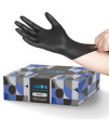 Hand-E Touch Black Nitrile Disposable Gloves Medium, 100 Count - Bbq, Tattoo, Hair Dye, Cooking, Mechanic Gloves - Powder And Latex Free Gloves