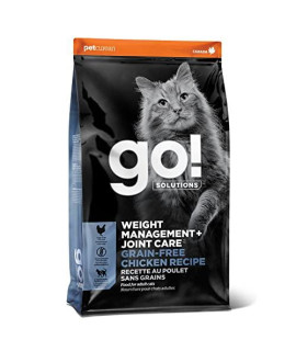 GO! SOLUTIONS Weight Management + Joint Care Grain-Free Chicken Recipe for Cats, 8 lb Bag - Weight Control Cat Food for Adult and Seniors, Brown (FG00445)