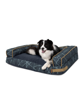 Bark and Slumber Abstract Bailey Blue Medium Polyfill Sofa Style Dog Bed