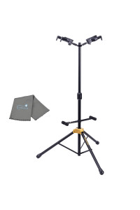 Lumintrail Hercules Gs422B Plus Double Guitar Stand, Auto Grip System, Foldable Backrest, Fits Guitar Neck Sizes 157A - 205A, With A Cleaning Cloth