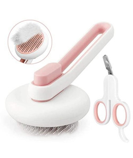 Marchul Cat Brush, Self Cleaning Slicker Brush For Removes Loose Undercoat, Cat Hair Brush With Massage Particles Tip, Grooming Brush For Long And Short Hair Pet (Pink Pet Nail Clippers)