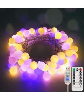 Suddus Globe String Lights Outdoor Waterproof, 100 Led Colorful Globe Lights With Remote,Usb String Lights For Backyard, Patio, Garden, Party, Christmas, Bedroom, Multicolor