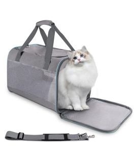 JuJubak Pet Carrier, Airline Approved Cat Carrier, Collapsible Soft-Sided Dog Travel Carriers W Removable Inner Pad for Cats, Puppy, Small Dogs, Bunny (LG)