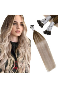 Laavoo Itip Hair Extensions Blonde Long Straight Hair Extensions Balayage Brown To Ash Blonde With Platinum Blonde Pre Bonded Fusion Human Hair Extensions Itip Real Extensions 50G 50S 22In