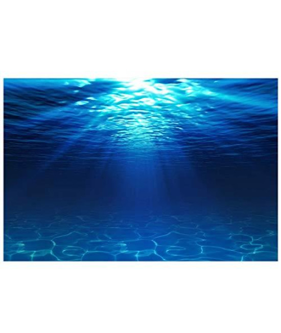 Monroda Ocean Seabed Aquarium Background, Durable PVC Adhesive Backdrop Aquarium Poster Fish Tank Backgrounds Decorative Paper 24.4x48.8inch, Undersea Bright Blue Gradient Wave Ripple