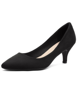 Greatonu Womens Kitten Heels Dress Pumps Shoes Black Size 10