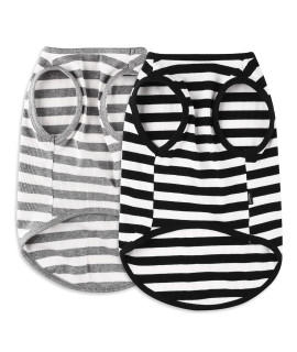 Ctilfelix Dog Shirt Striped Clothes Stretchy Vests For Small Medium Large Dogs Boy Girl Cat Apparel Soft Cotton Puppy T-Shirts Lightweight Pet Tank Top Kitten Outfit Pack-2 Black Light Grey 3Xl