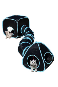 Gonpetgp Cat Tunnels For Indoor Cats With Cube Tent Toys Combo, Pop Up Collapsible Crinkle Interactive Peek Hole, Cat Tube With Play Ball And Bell For Kitten, Puppy, Kitty, Rabbit - Set Of 3