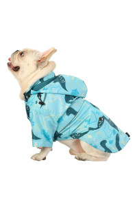 HDE Dog Raincoat Double Layer Zip Rain Jacket with Hood for Small to Large Dogs Dinosaurs - L