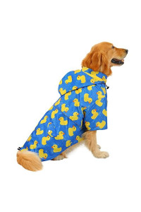 HDE Dog Raincoat Double Layer Zip Rain Jacket with Hood for Small to Large Dogs Ducks Blue - XL