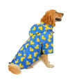 HDE Dog Raincoat Double Layer Zip Rain Jacket with Hood for Small to Large Dogs Ducks Blue - XL