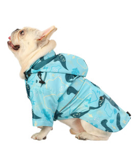 HDE Dog Raincoat Double Layer Zip Rain Jacket with Hood for Small to Large Dogs Dinosaurs - S