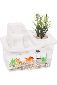 Mindful Design Mini Indoor Aquaponics Growing System Fish Tank -Table Top Ecosystem Kit for Aquatic Plants and Fish - Self Watering Aquaponic Fish Tank - Ecosystem Aquarium