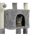 Modern Small Cat Tree Cat Tower with Sisal Scratching Post, Cozy Condo, Top Perch and Dangling Ball Grey