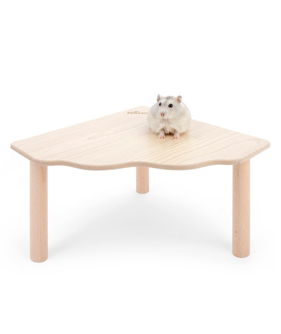 Niteangel Hamster Play Wooden Platform For Dwarf Syrian Hamsters Gerbils Mice Degus Or Other Small Pets (Triangle - 47 Height, Burlywood)