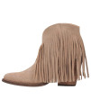Dingo Womens Tangles Fringe Snip Toe Pull On Boots Ankle High Heel 3" & Up - Beige - Size 9 B
