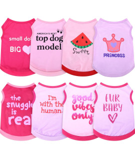 8 Pieces Pet Shirts Printed Puppy Shirts Soft Dog Shirt Pullover Dog T Shirts Cute Dog Sweatshirts Valentines Day Puppy Girl Clothes Dog Outfits Small Dog For Pet Dogs Cats (Cute Pattern,Size S)