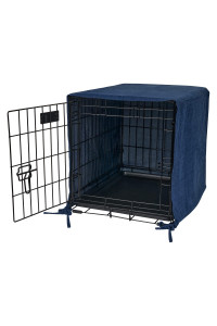 Pet Dreams Breathable Crate Cover - Single Door Dog Crate Covers/Kennel Covers, Metal Dog Crate Accessories, Machine Washable Kennel Cover (Blue, Small Dog Crate Cover 24 Inch)