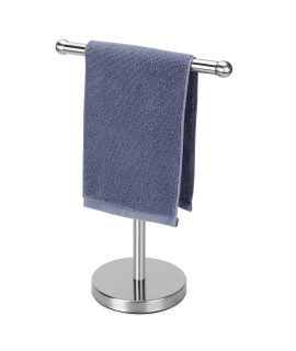 Hand Towel Holder, Hand Towel Rack Stand With Heavy Weighted Base, Countertop Hand Towel Holder Stand For Bathroom,Sus304 Stainless Steel (Silver-Brushed)