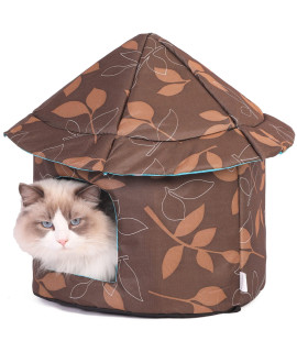 WEDSF Outdoor Feral cat House for Winter Cats Insulated Waterproof Warm Weatherproof cat Bed Small Dog Kennel,Brown Round-L