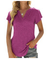 Womens Tops And T Shirts Ruffle Short Sleeve Tunic Loose V Neck Casual Tee Shirts Blouses X-Large