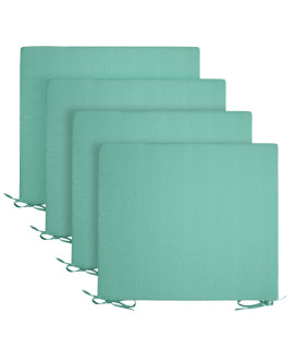 Basic Beyond Indooroutdoor Chair Cushions, Waterproof Patio Furniture Cushions - Square Corner Seat Cushions For Patio Furniture With Ties, 185X16X3, Sky Blue, 4 Count (Pack Of 1)