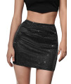 Soly Hux Womens Elastic High Waist Bodycon Pencil Mini Skirt Glitter Black M