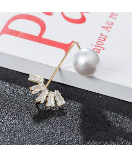 Smdsaz Pearl Brooch Anti-Glare Zircon Clothes Fixed Pin Flower Rhinestone Metal Pins Buckle Brooches For Women Accessories (Metal Color : 1)