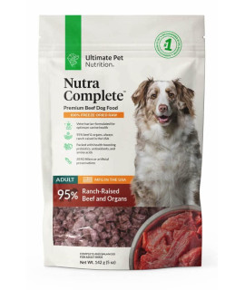Ultimate Pet Nutrition Nutra Complete, 100% Freeze Dried Veterinarian Formulated Raw Dog Food With Antioxidants Prebiotics And Amino Acids, (Beef, 5 Oz)