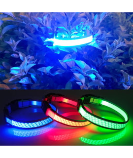 Light Up Dog Collars Dqghqme Led Dog Collar Usb Rechargeable Safety Lighted Dog Collar For Small Medium Large Dogslashing Lights For Dog Walking At Night Glow In The Dark Camping Dog Collars