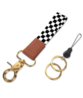Handlein Key Ring Bracelet ,Mini Keychain Bracelet For Women,Key Rings For Keychains Holder Car Id Badges Card Wallet Phone Camera(Lattice A)