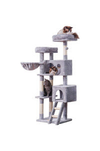 Heybly Cat Tree, Cat Tower For Indoor Cats ,Multi-Level Cat Furniture Condo For Large Cats With 2 Padded Plush Perch, Cozy Basket And Scratching Posts Hct023W