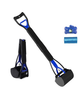 Karina Quratz 32 Pooper Scoopers For Large Small Dogs (Blue) Pet Pooper Scoopers With Long Handle Foldable Durable Lightweight Waste Pick Up Shovel Tools For Lawns Grass Dirt Graveldog Poop Bag