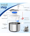 Cat Water Fountain Stainless Steel, Quiet Automatic Dog Water Dispenser, 2L/67oz, Adjustable Water Flow, with 3 Filters, 1 Silicone Mat, 1 Cleaning Kit