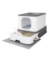 Large Foldable Cat Litter Box,Top Entry Enclosed Cat Kitty Toilet,Drawer Type Anti-Splashing Cat Litter Boxes,Pet Supplies Cat Litter Pan (Upgrade,Gray)