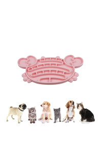 Cat Feeders Slow Feeder Cat Bowl Crab Shape Silicone Puzzle Feeder Kitten Bowl Fun Interactive Feeder Bowl Preventing Pet Feeder Anti-Gulping Healthy Eating Diet Cat Bowls (Pink, Crab)