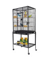Large Bird Cage 53-inch Wrought Iron Large Bird Flight Cage with Rolling Stand and Bottom Tray for Lovebirds Finches African Grey Parrot Cockatiel Parrotlet Conures