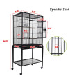 Large Bird Cage 53-inch Wrought Iron Large Bird Flight Cage with Rolling Stand and Bottom Tray for Lovebirds Finches African Grey Parrot Cockatiel Parrotlet Conures