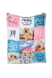 Niwaho Personalized Dog Memorial Gifts - Pet Loss Gifts - Customized Throws Blankets With Loss Of Dog Picture And Name - Grieving Gift For Dog Mom (Rainbow Bridge, 50X60)