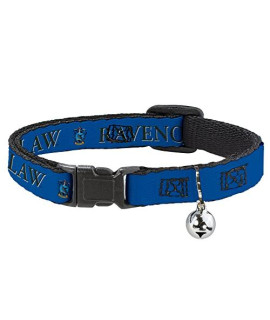 Cat Collar Breakaway with Bell Harry Potter Ravenclaw Crest Blue Black 8.5 to 12 Inches 0.5 Inch Wide