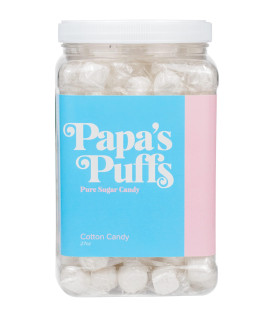 Papas Puffs Cotton Candy Flavored Pure Sugar Candy - Individually Wrapped In Resealable Tub -- Fat-Free, Gluten-Free, Cholesterol-Free - Manufactured In The Usa