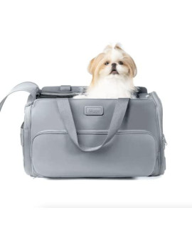 Diggs Travel Pet Carrier for Small Dogs and Cats, Plane, Train, or Car, with Shoulder Strap (Grey)