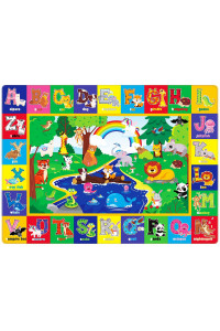 Ltkougfam Baby Mat For Floor, Baby Kids Play Mat Rug, Playmat Baby Crawling Mat For Floor, Tummy Time Mat, Non-Toxic Non-Slip Foldable Kids Rugs For Playroom (59X394 Inch)